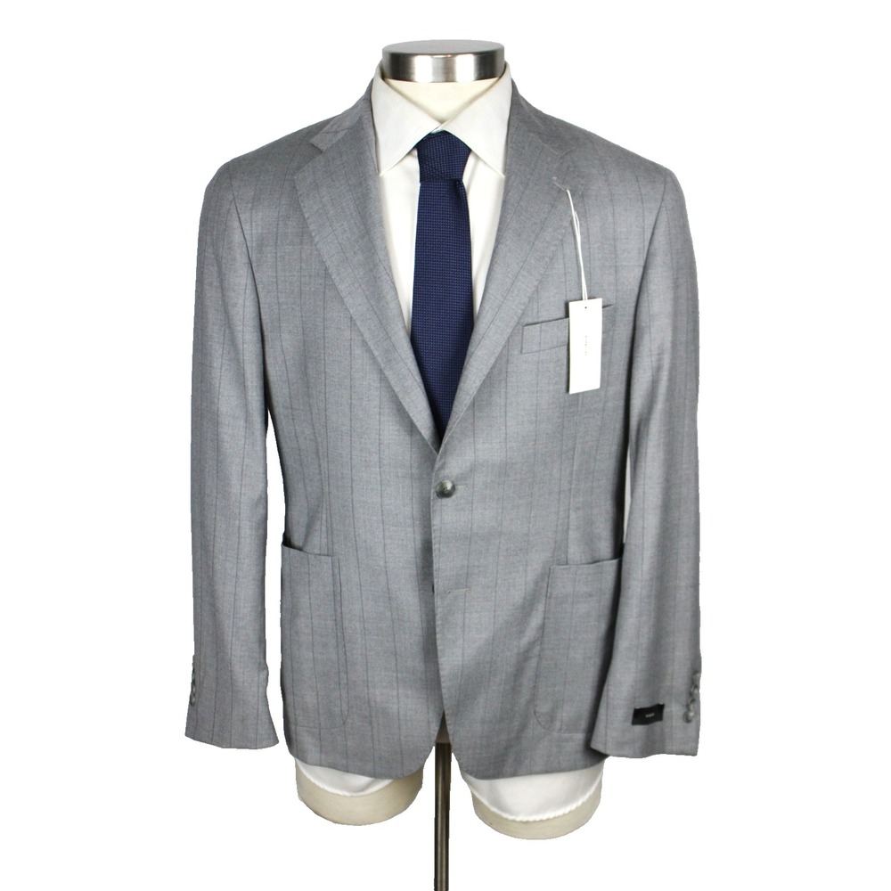 Vince Wool Suit Jacket 40 S Mens Light Grey Stripe Slim Fit Super Stretch